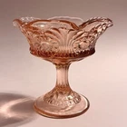 Vintage Fenton Glass Scroll and Eye Compote Comport Pedestal Candy Dish Pink 5”