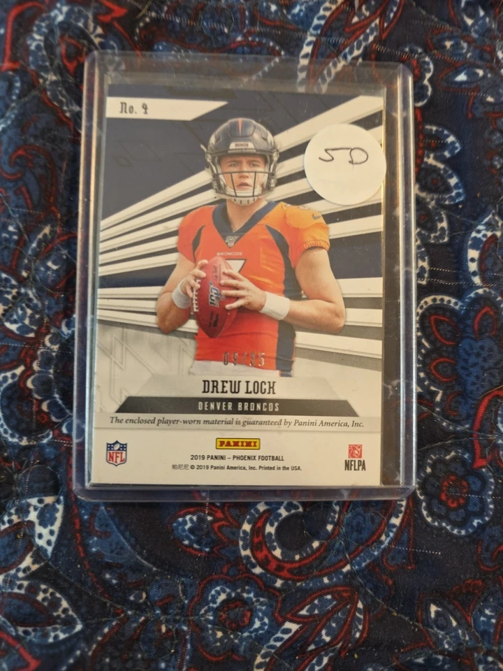 Drew Lock 2019 Panini Phoniex Football Rookie Patch 09/35 4 - Image 4 of 4