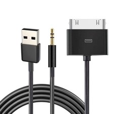 30 Pin to AUX USB, 30 Pin Charger Dock to 3.5mm Car AUX Audio USB Charger Cab...