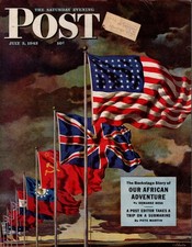 1943 Saturday Eveing Post July 3 Flags of the Allies Original cover only 1943 Saturday Eveing Post July 3 Flags of the Allies Original cover only