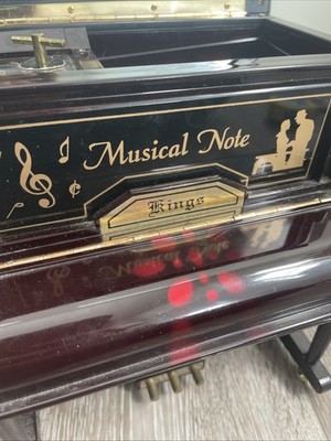 Vintage Black Lacquer Kings Upright Piano Musical/Jewelry Box W