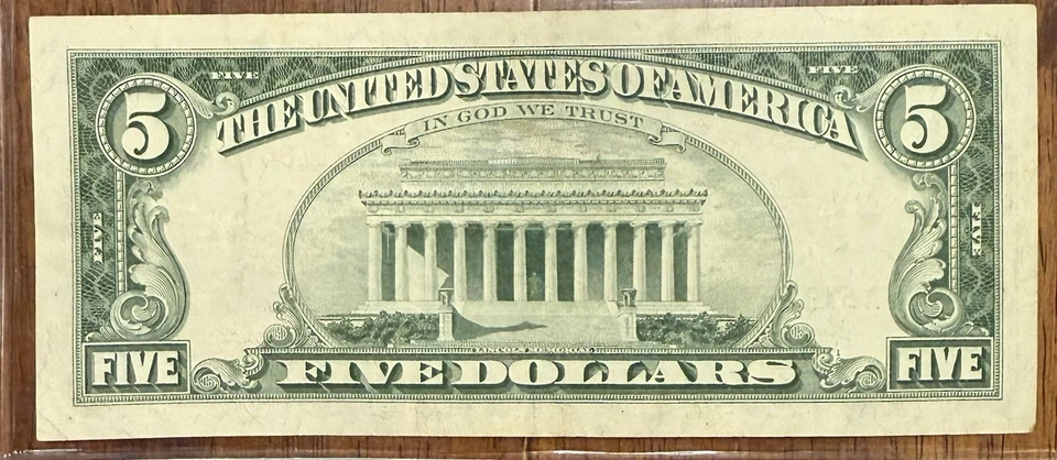 1963 $5 Red Seal United States Note – Lincoln – Circulated Legal Tender - Image 2 of 2