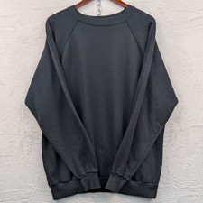VTG Raglan Sweatshirt Men's XXL Faded Black Blank Fleece Minimalist USA Made 80s