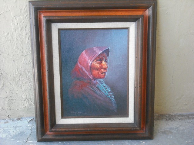 1974 Navajo woman portrait painting by David Johns b1948
