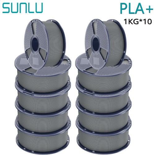 SUNLU 10KG Gray PLA Plus 3D Printer Filament 1.75mm PLA+ Gray 1KG/Spool No Knots