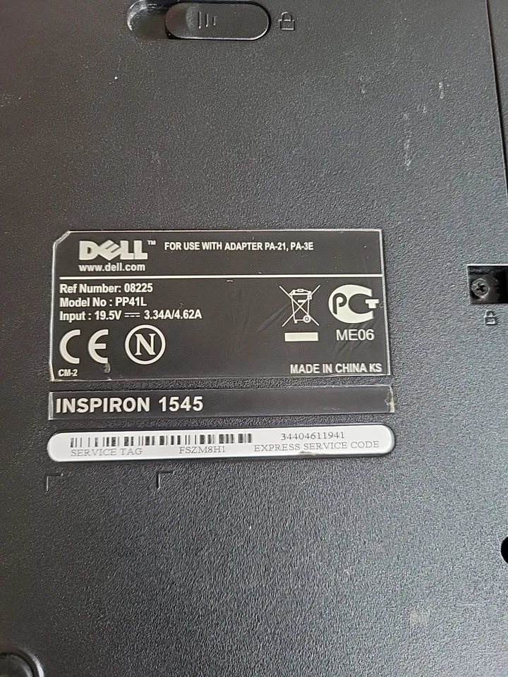 Dell Inspiron 1545 Intel Core 2 Duo T6600 2.2GHz 4 GB NO HDD - Image 4 of 4