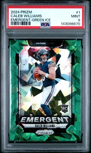 2024 PANINI PRIZM EMERGENT GREEN ICE #1 CALEB WILLIAMS ROOKIE RC PSA 9