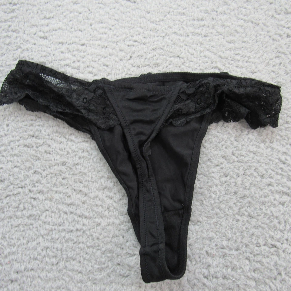 Le Mystere Rouge Francesca Black Lace Thong Panties Underwear Med - Image 4 of 4