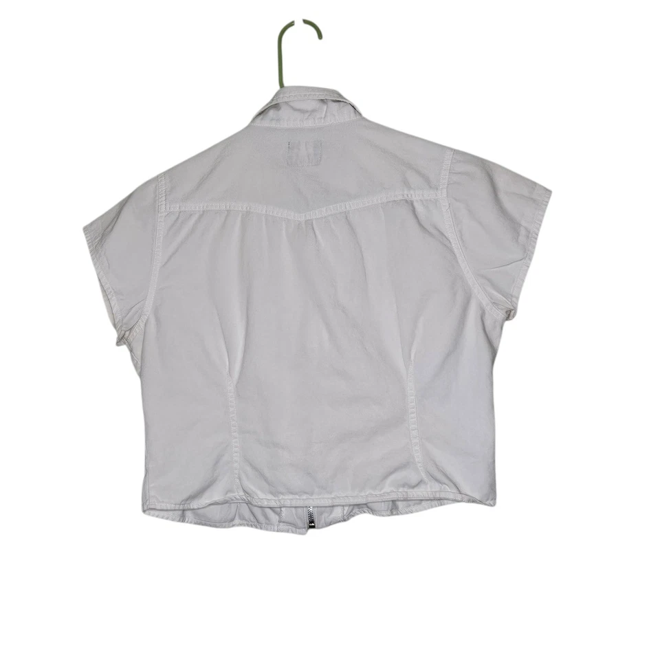 Camisa Blusa Top Mujer Ellemenno Blanca Cremallera Manga Corta Western M Corta Años 90 Foto 2 de 4