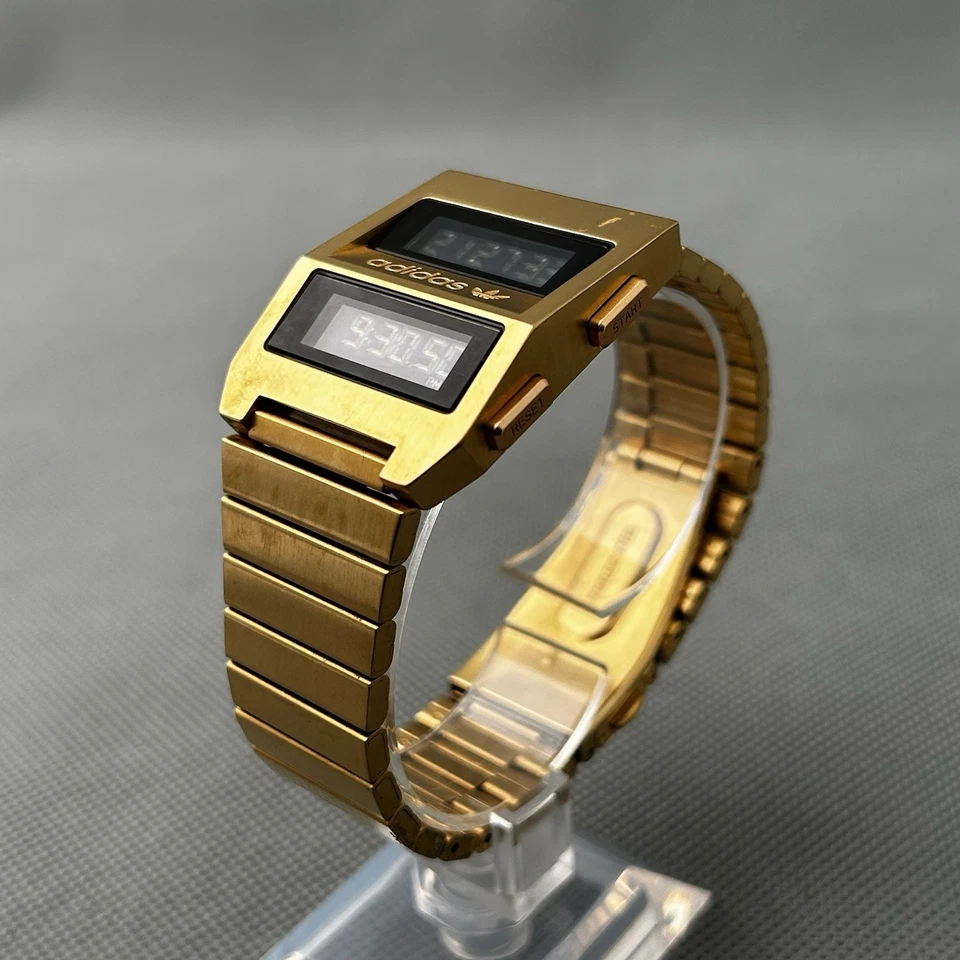 Adidas Gold Digital Watch Archive_M3 Backlight New Battery Stainless Steel RARE - Image 3 of 4