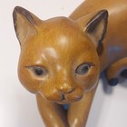 Vintage MCM Brown Carved Wood Lying Cat, Decorative  Wooden Cat  Shelf Hugger — photo 3