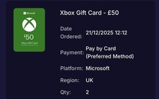 Xbox One Gift Card �50 Top-Up Instant Code Through Messages