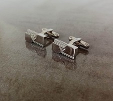 Emporio Armani Cufflinks, Stainless Steel, Armani Eagle Logo Diagonal Design