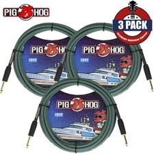 3-PACK Pig Hog Vintage Serie PCH10TAB 10FT Tahitian Blue Woven Instrument Cable