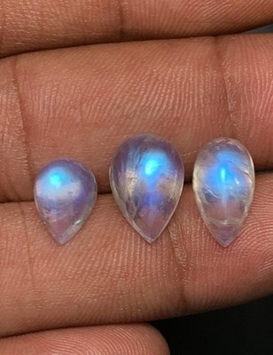 AAAAA Rainbow Moonstone Sugar Loaf, Pear Shape Smooth Blue Fire 7X10-8.5X12.5 MM