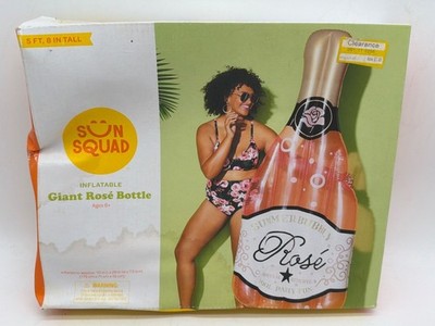 Inflatable Giant Rosé Bottle Pool Float By Sun Squad 58'' Tall Ages 8+ Approx. 70