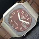 SEIKO 5 AUTOMATIC JAPAN MENS 7009A VINTAGE MAROON COLOR DIAL WATCH a702327-1