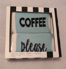 New socks Coffee Please, cute and fuzzy, in gift box 8 Oak Lane Great Novelty