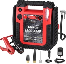 1800 Amp Jump Starter with Air Compressor, acetek Car Battery Jump Starter 260 P