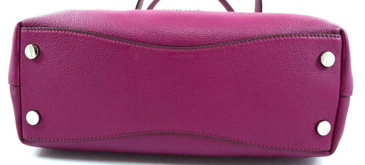 🌞MICHAEL KORS RAVEN GARNET PURPLE LEATHER SILVER LARGE SHOULDER TOTE BAG🌺NWT!