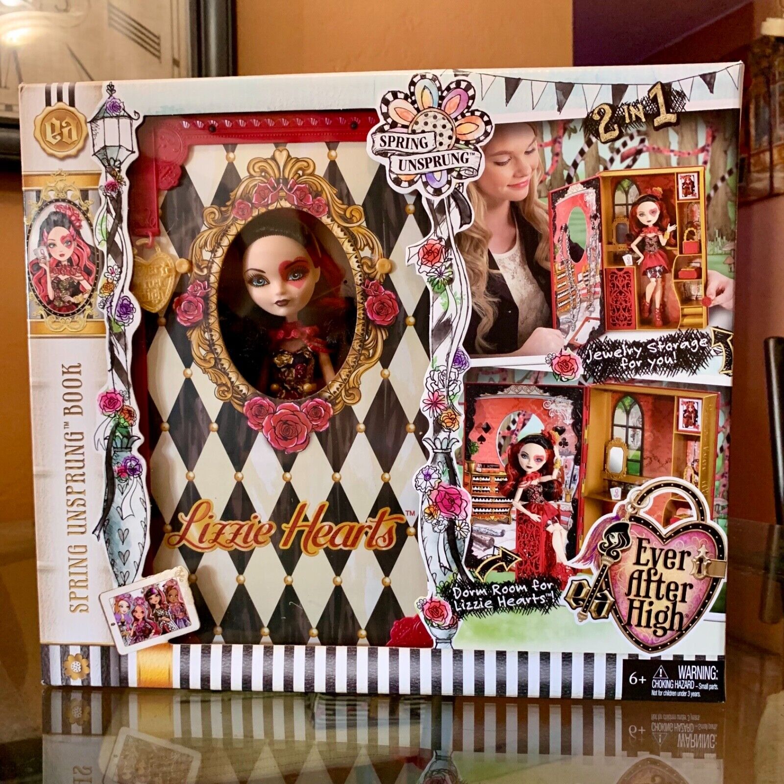 Ever After High Lizzie Hearts Spring Unsprung Book Playset & Doll EUC