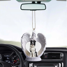 Border Collie Dog Angel Wings Ornament, Border Collie Dog Hanging Ornament
