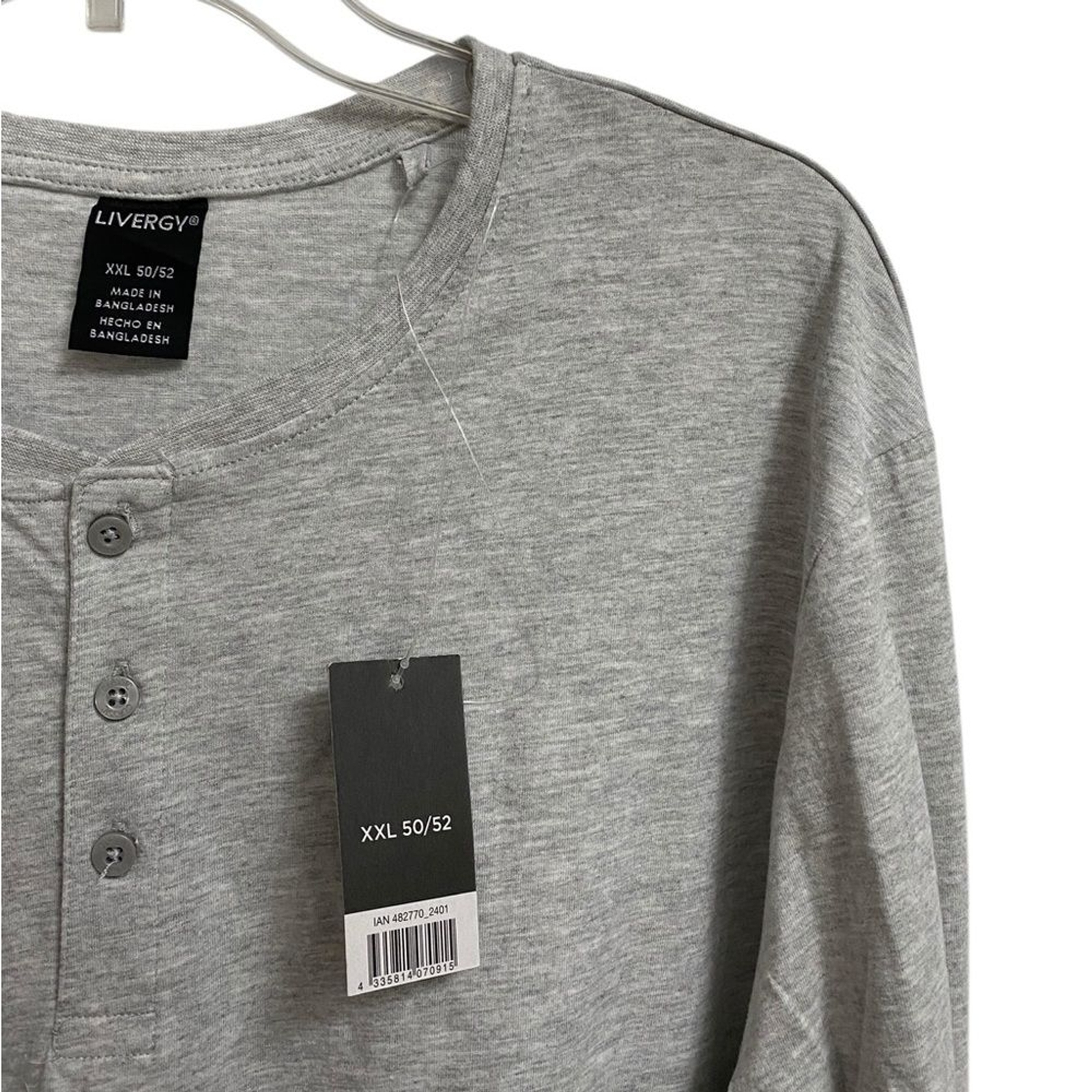 NEW Livergy Long Sleeve Henley Shirt Grey Men's XXL Pullover Casual Soft Layers image 6