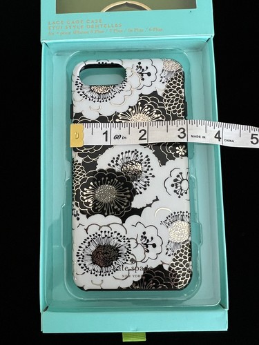 Kate Spade iPhone 8, 7, 6, 6s Case Floral Hardshell Bumper Black/Gold/White - Picture 7 of 12