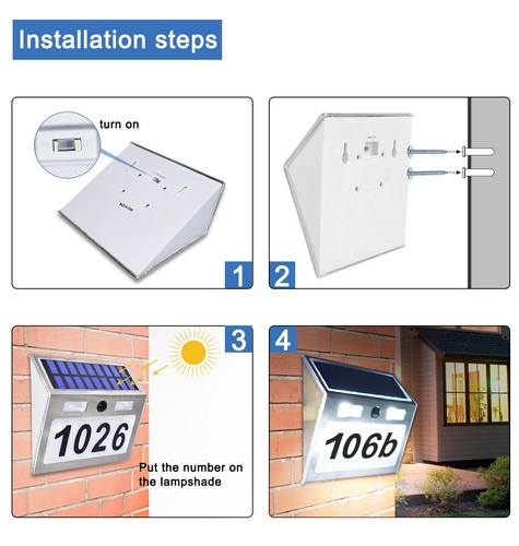 Solar Address Sign Lighted Address Plaque Outdoor Waterproof House Numbers - Picture 9 of 13