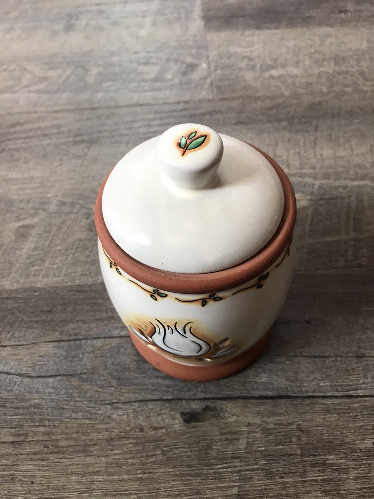 MSC Jocha Garlic Clove Keeper Terra Cotta Clay w/ Lid Storage Jar