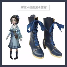Identity Emily Dyer Cosplay Blue PU Zipper Shoes Long Boots Customized Gift