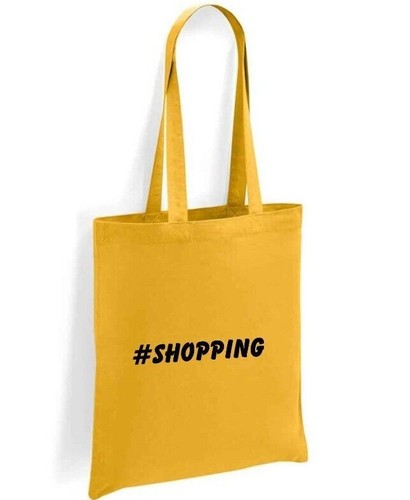 #Shopping Quote Tote Shopping Bag 100% Cotton long handles Fun Saying - Picture 10 of 11
