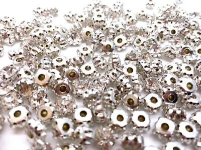 100 Stck. 7,5 mm Diamant Strass zum Aufnähen Kristallklar Silberqualität AAA Glas