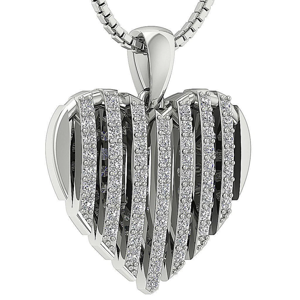 Collar colgante corazón oro amarillo de 14 K diamantes talla redonda cultivado en laboratorio VS1 F 0,60 quilates Foto 3 de 4