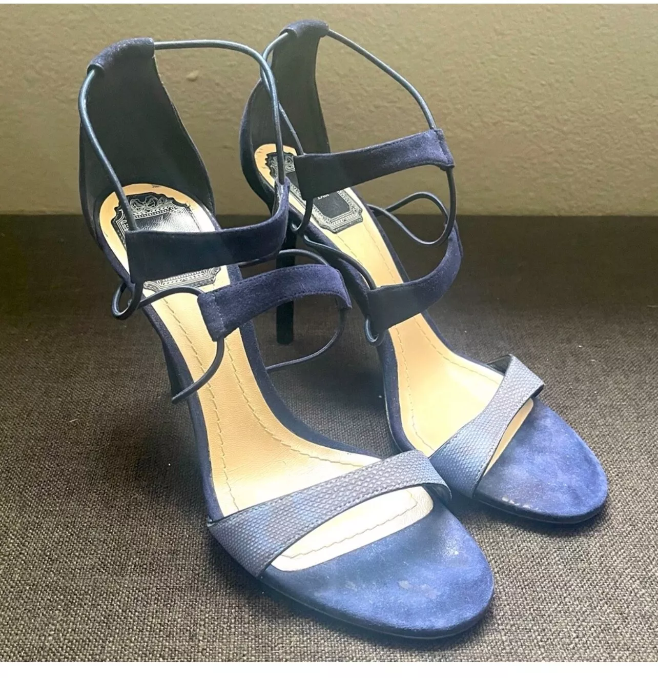 Sandales sangle bout ouvert en cuir daim bleu Dior taille 8,5