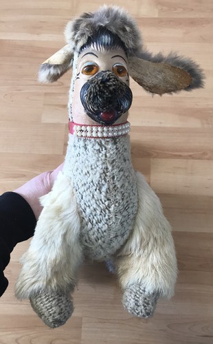 Vintage 1950’s Rubber Face Plush Poodle Toy Rabbit Fur Plush Stuffed Dog - Picture 8 of 12