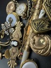 100gr Wow. Rubys Brooches Buttons M Antiqued Vtg Victorian Gold Filled Jewel Lot