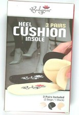 3 Pairs - BodyProx Heel Cushion Insole For High Heels, Beige  Black
