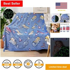 Kids Tractor Blanket - Construction Theme - Soft Fleece - 40"x 50" - All Seasons