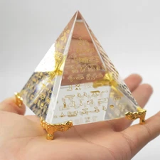 Energy Healing Hollow Crystal Glass Egypt Pyramid Fengshui Figurines Chakra Heal