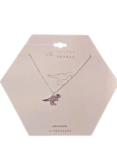 LC Lauren Conrad Women's Silver Plated Blue CZ Dino Necklace NWT