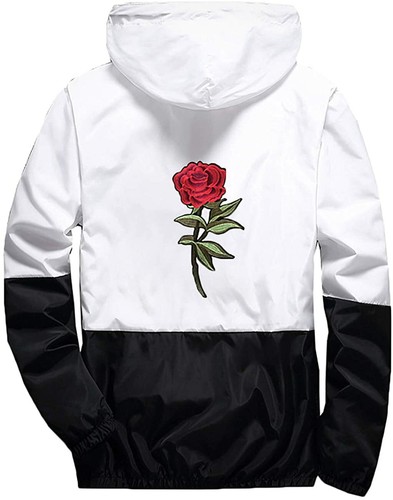 Rexcyril Men's Rose Floral Windbreaker 