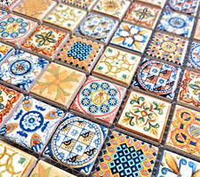 Moroccan Vintage Multicolour Ethnic Turkish Arabic Ceramic Mosaic Wall Tiles