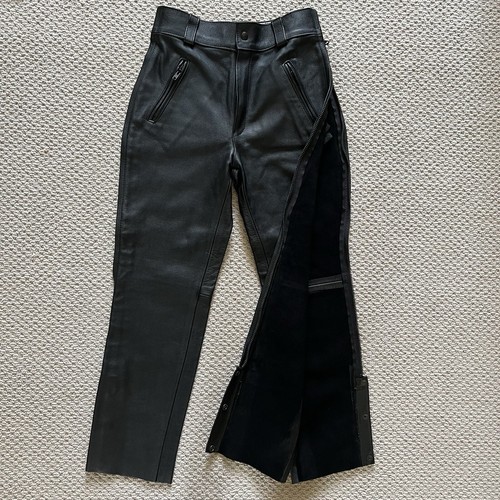 Vintage 90s Black Leather Harley Motorcycle Overpants Size Small 30x28 Full Zip - Bild 5 von 11