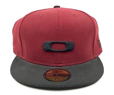 Oakley New Era Snapback Style Hat Fitted 7 3/8 Maroon Black 59Fifty Bill Sticker