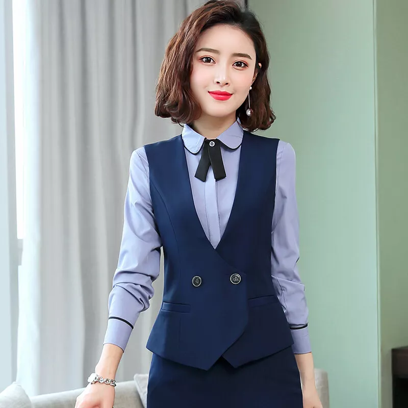 Lady Waistcoat Gilet Work Suit Vests Business Formal Waitress Hotel Uniform Chic