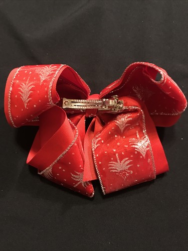 Arco para el cabello de Navidad, cinta roja en capas con cinta de árbol de Navidad brillante - Imagen 4 de 4