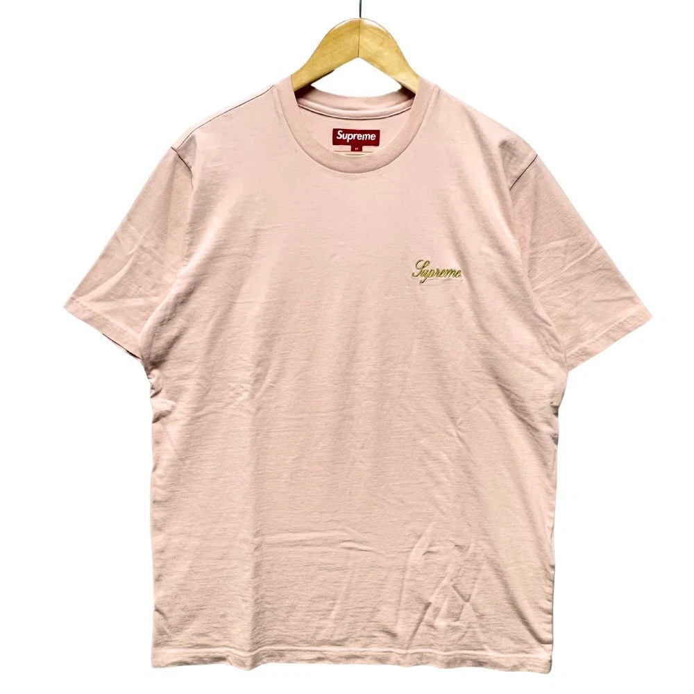 T shirt SUPREME 23AW écriture lavée S/S logo haut rose M authentique / B5438