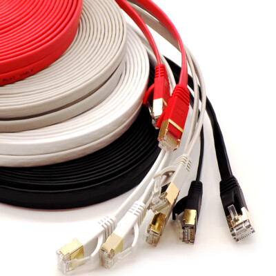 RJ45 Ethernet Kabel CAT 7 Netzwerk LAN ultradünn flach Patchkabel 0,5m - 30m Posten
