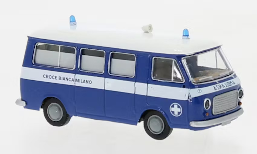 Brekina 34418 Fiat 238 Bus, Croce Bianca Milano, 1966 Scale H0 1:87